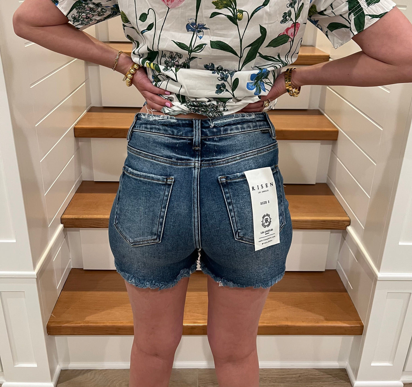 The Sami High Rise Distressed Detail Risen Shorts - Final Sale