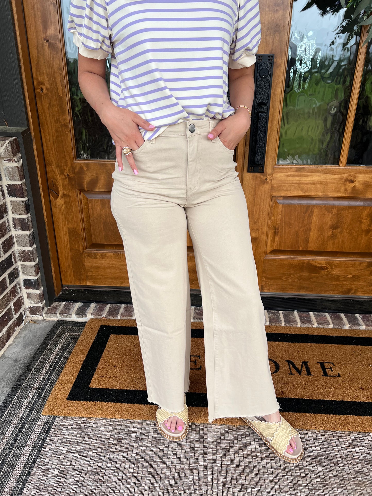 The Symphony Khaki Soft Stretch High Waisted Twill Pants