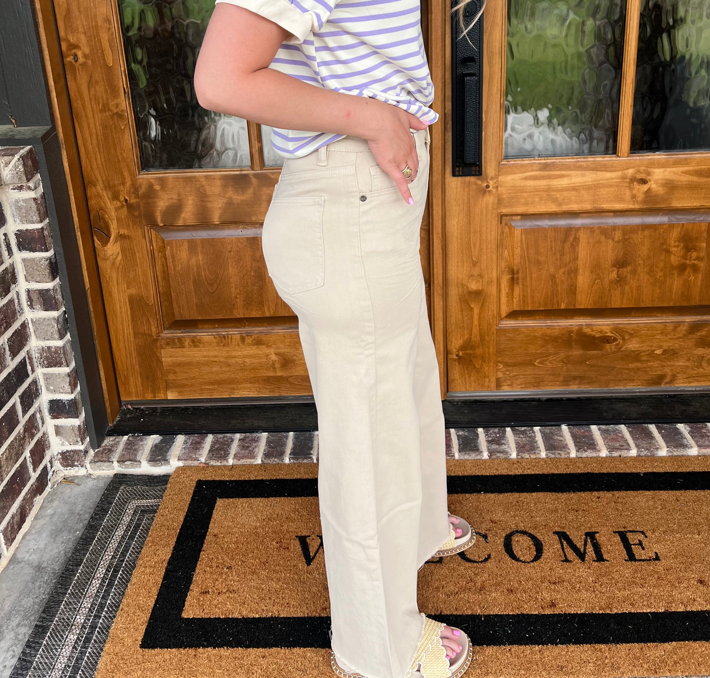 The Symphony Khaki Soft Stretch High Waisted Twill Pants