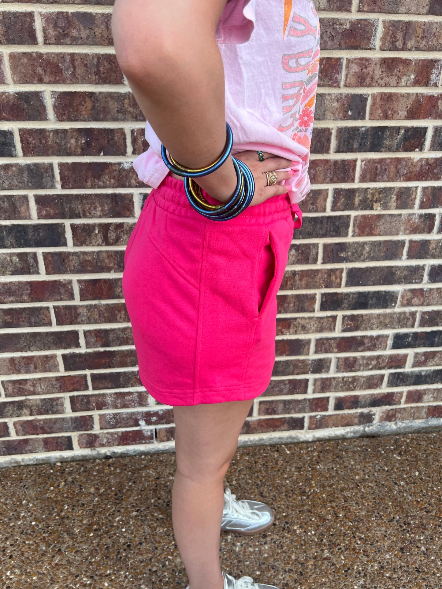 The Olivia Pink French Terry Basic Shorts