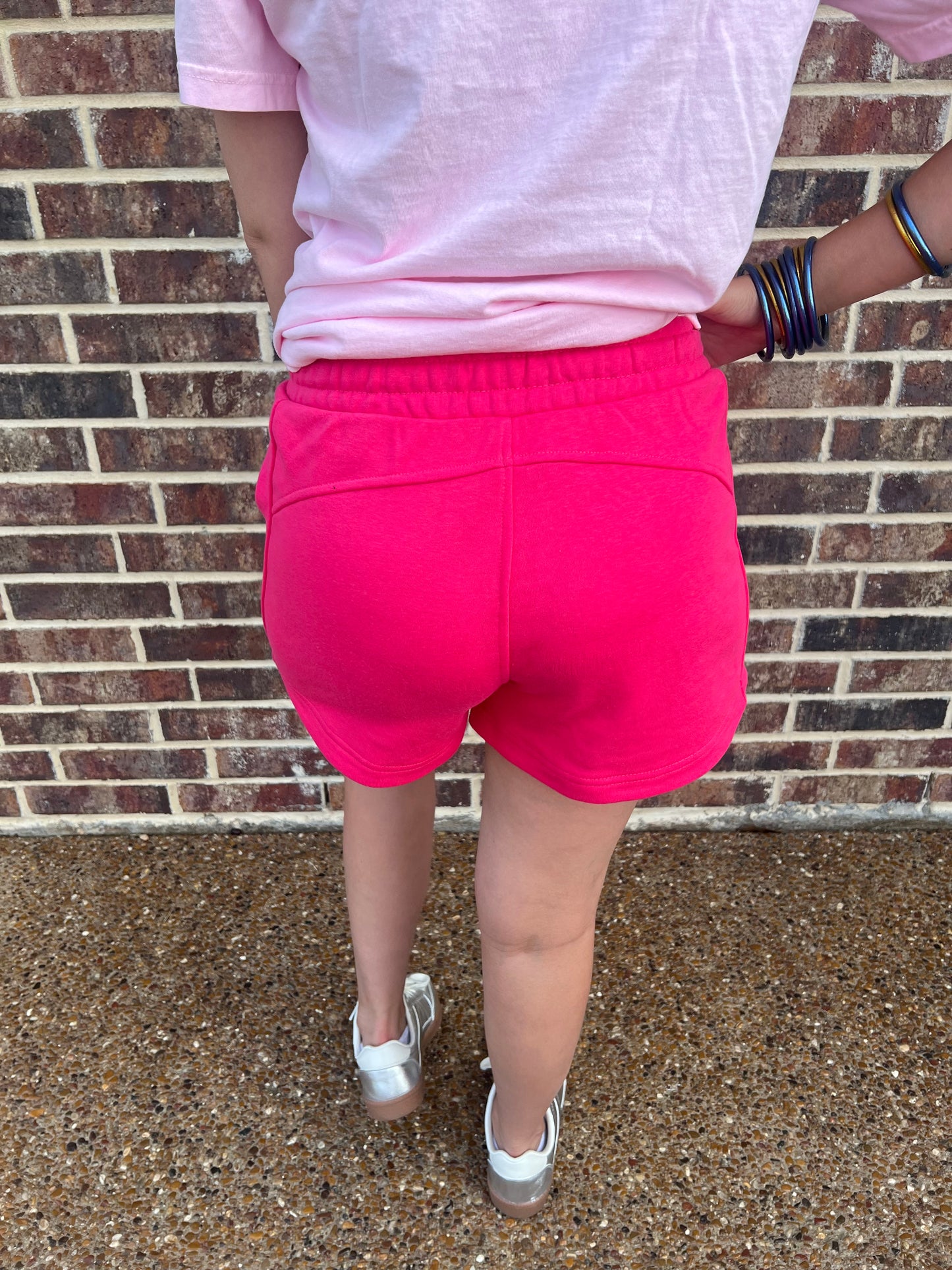 The Olivia Pink French Terry Basic Shorts