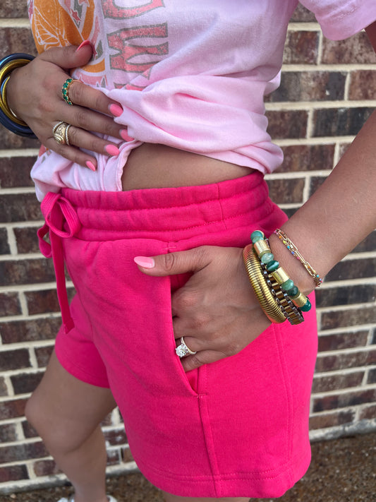 The Olivia Pink French Terry Basic Shorts