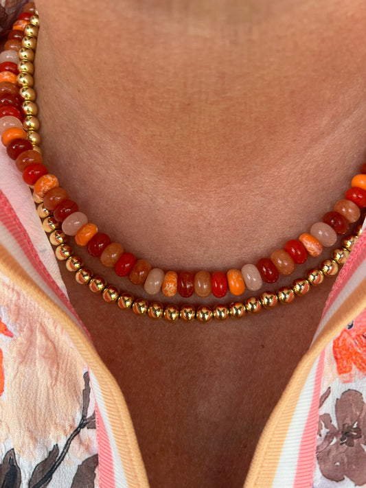 The Janice Multi-Orange Beaded Necklace