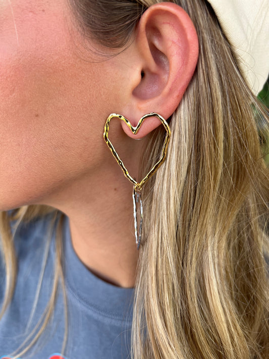 The Faith Gold & Silver Heart Earrings
