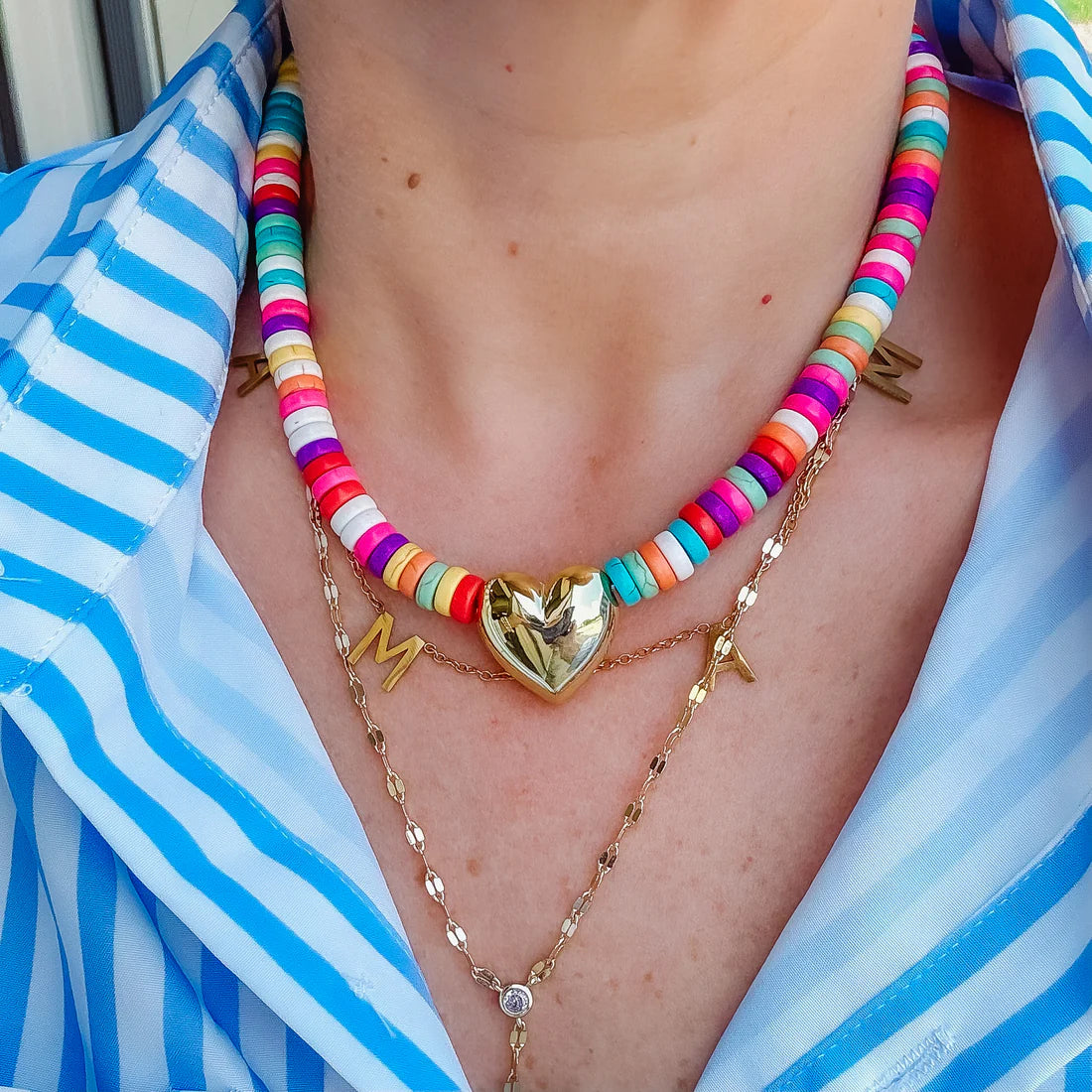 The Kat Colorful Heart Beaded Necklace