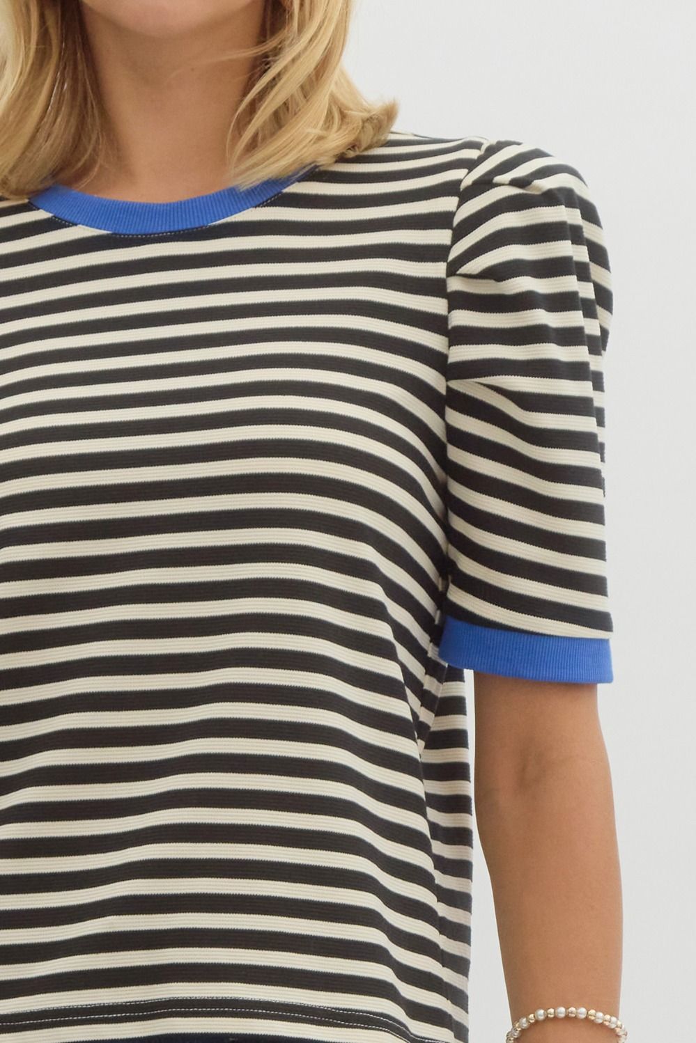 The Misty Striped Top Structured Sleeves