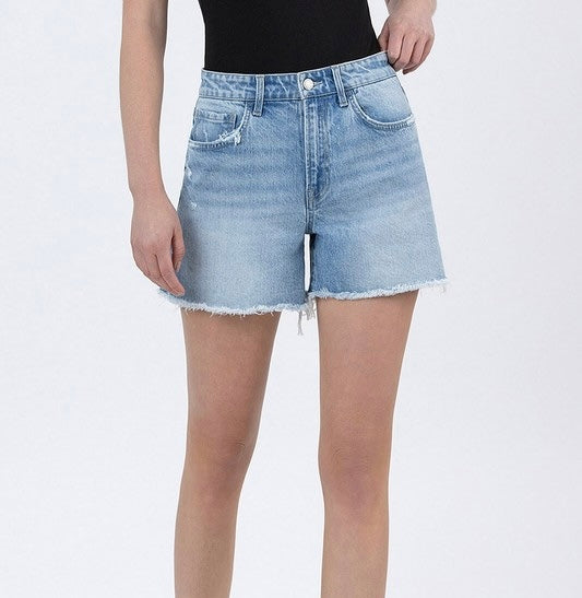 The Autumn High Rise Boyfriend Vervet Denim Shorts