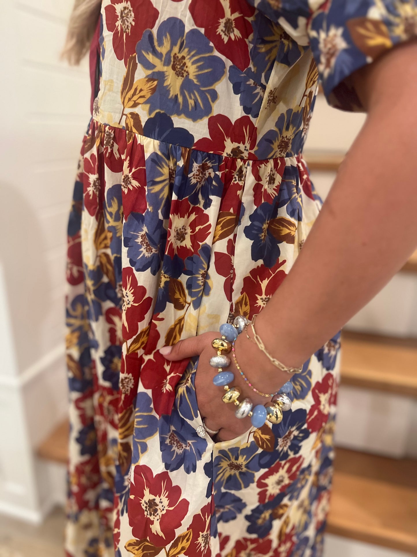 The Darla Burgundy Floral Print Midi Dress