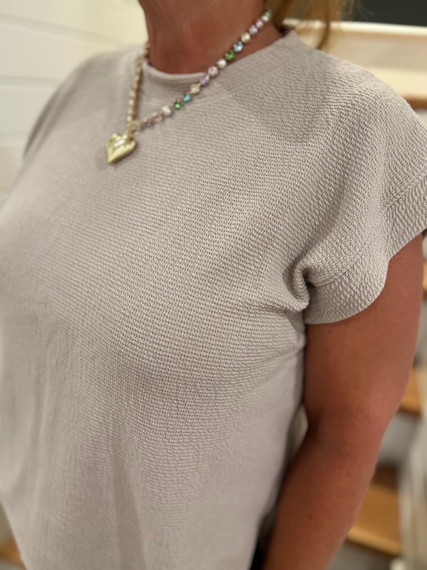 The Goldie Taupe Round Neck Sleeveless Knit Top