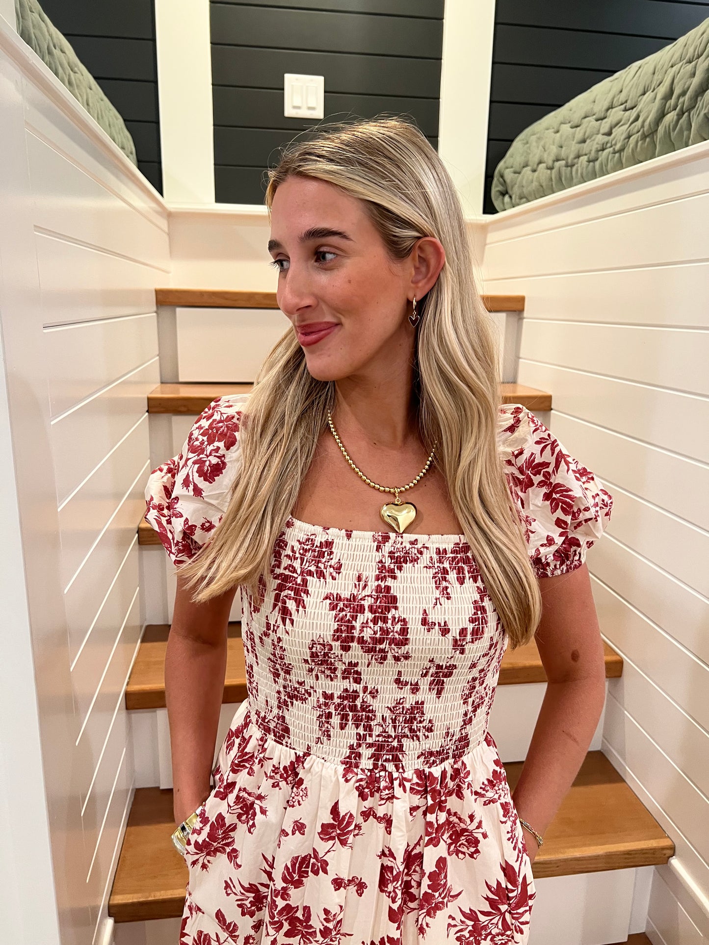 The Eden Puff Sleeve Berry Floral Smocked Maxi Dress