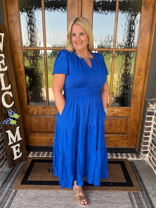 The Sawyer Short Sleeve Tiered Midi Dress