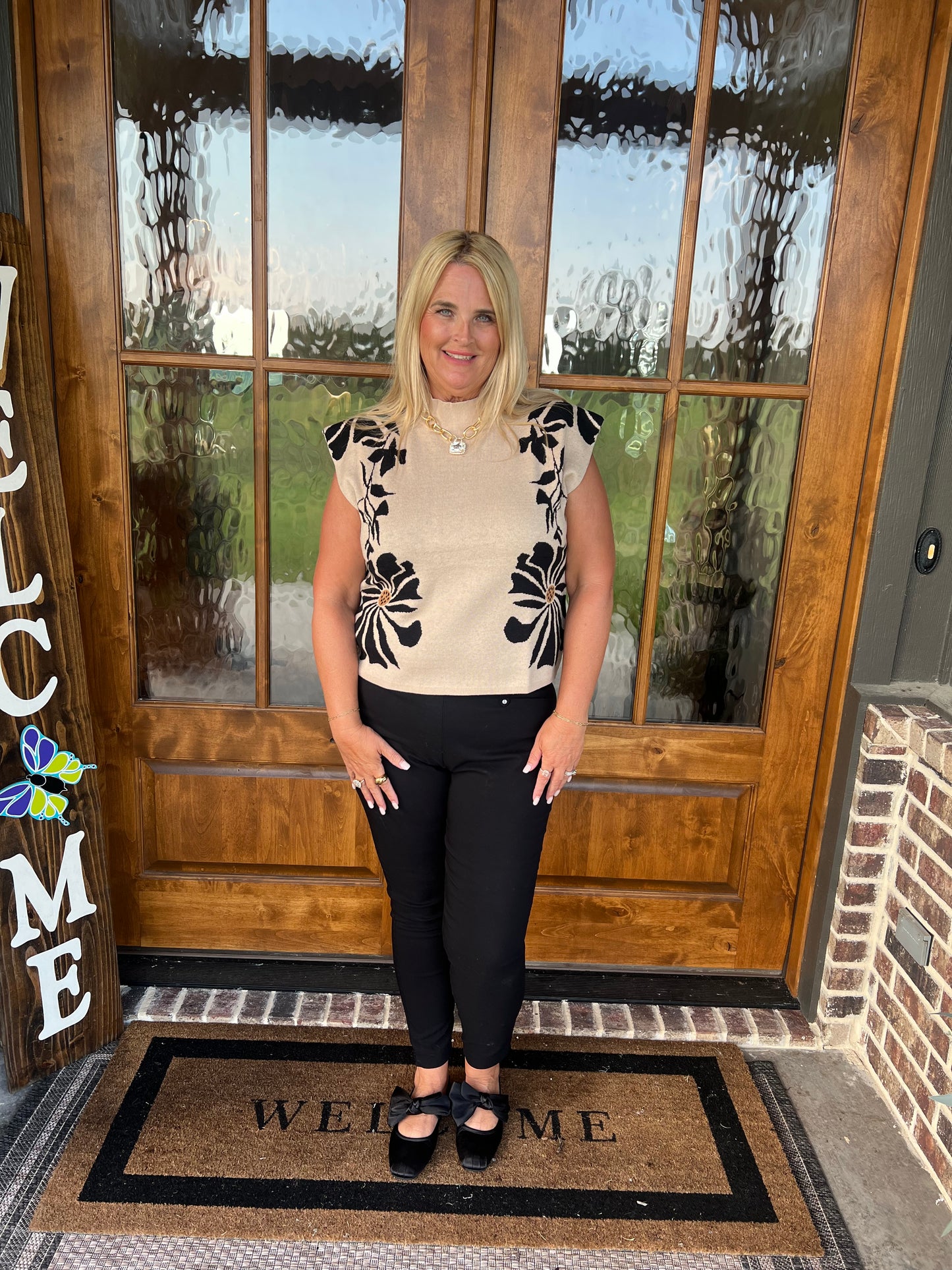 The Carleigh Ecru Sleeveless Sweater Top