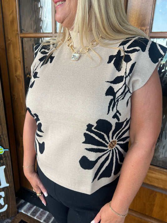 The Carleigh Ecru Sleeveless Sweater Top