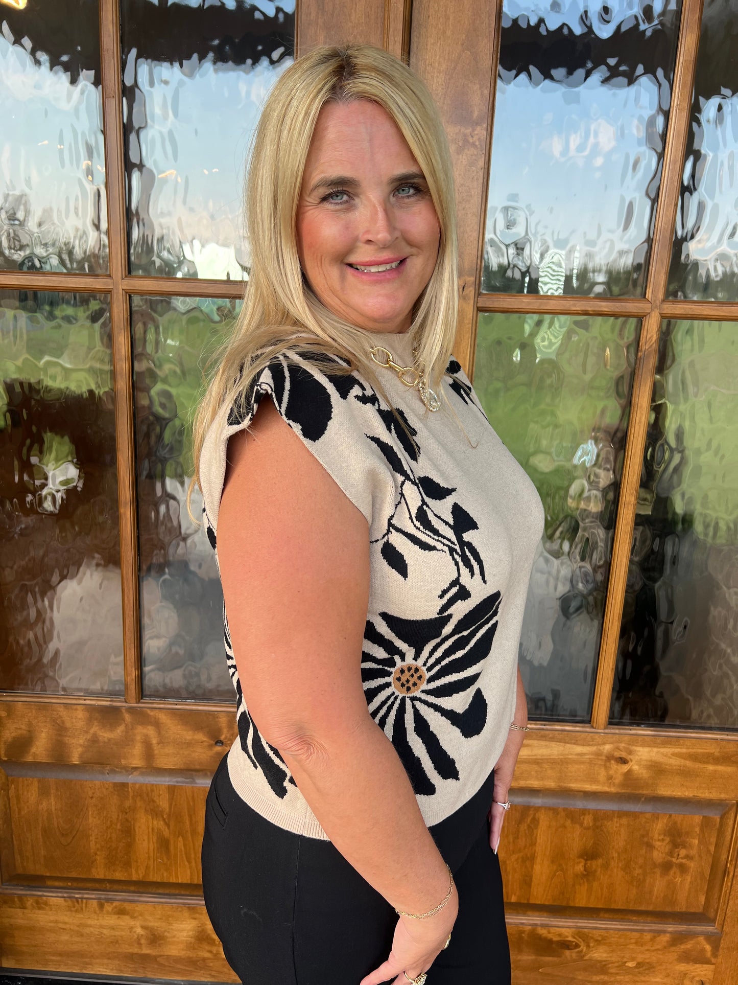 The Carleigh Ecru Sleeveless Sweater Top
