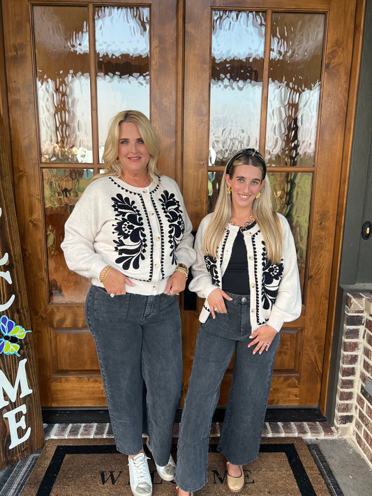 The Susanna Oatmeal Embroidery Knit Sweater