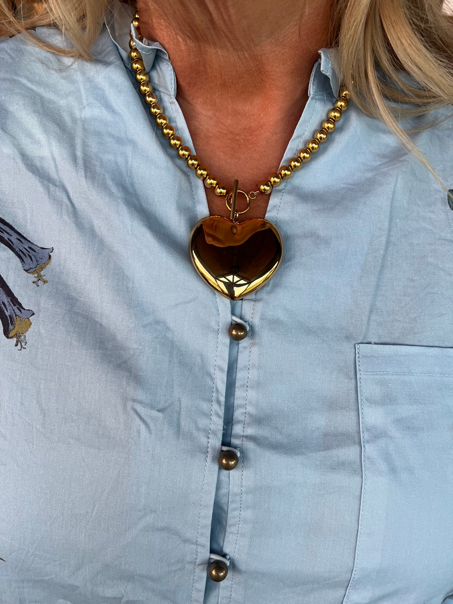 The Gammy Gold/ Two Toned Heart Bubble Necklace