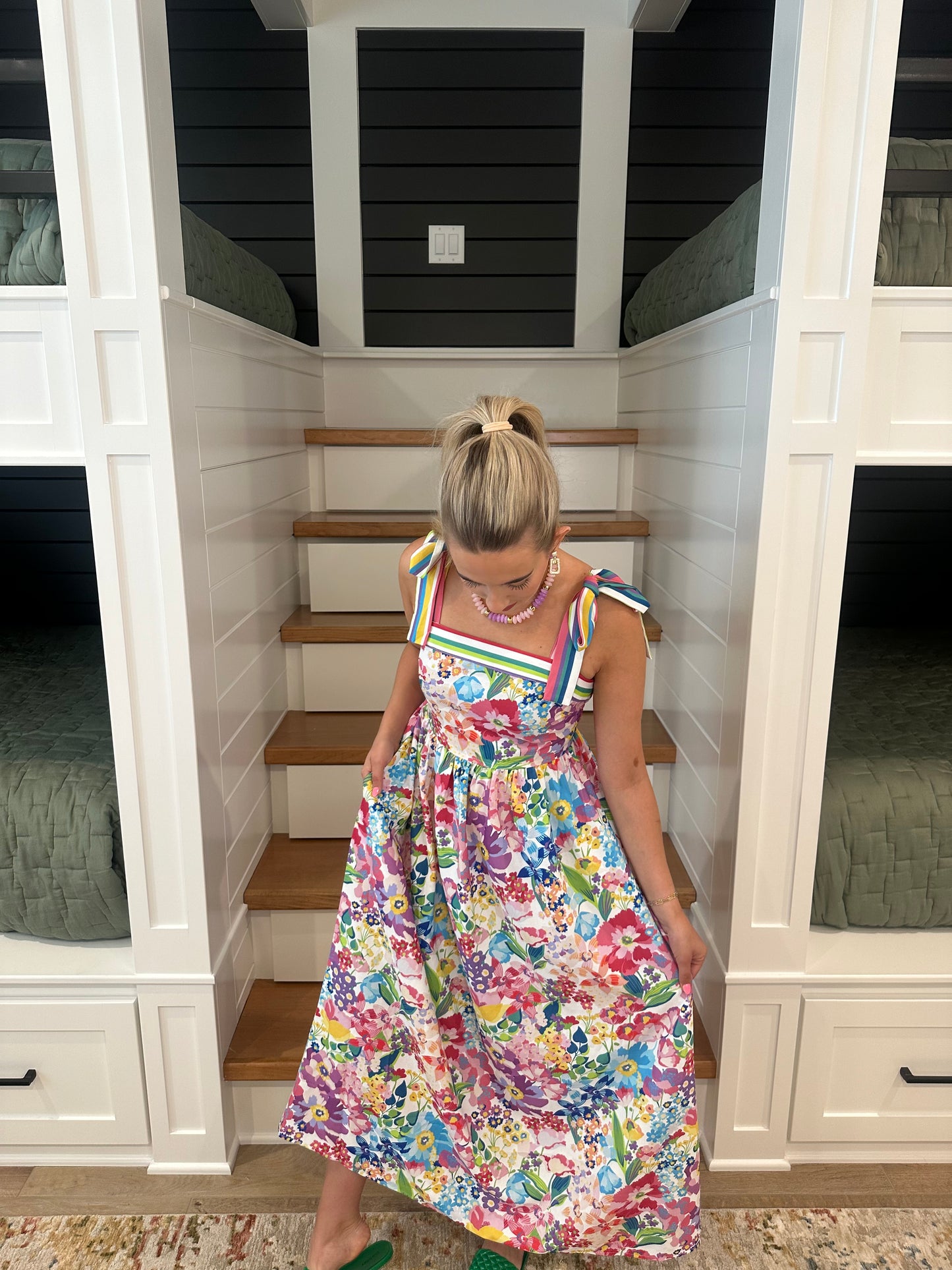The Julia Multicolor Floral Printed Midi Dress