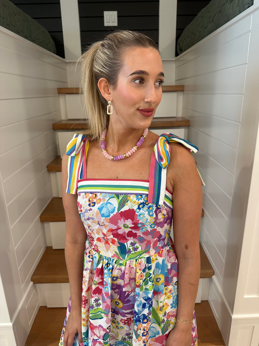 The Julia Multicolor Floral Printed Midi Dress