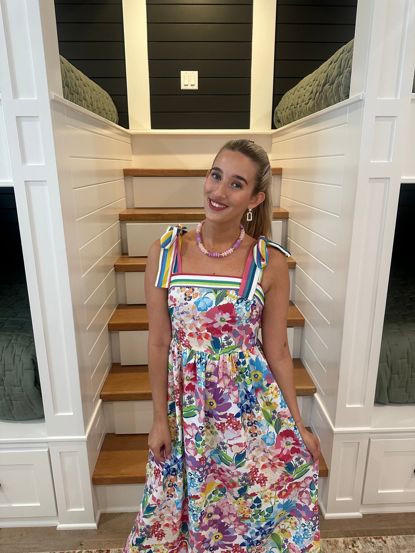 The Julia Multicolor Floral Printed Midi Dress