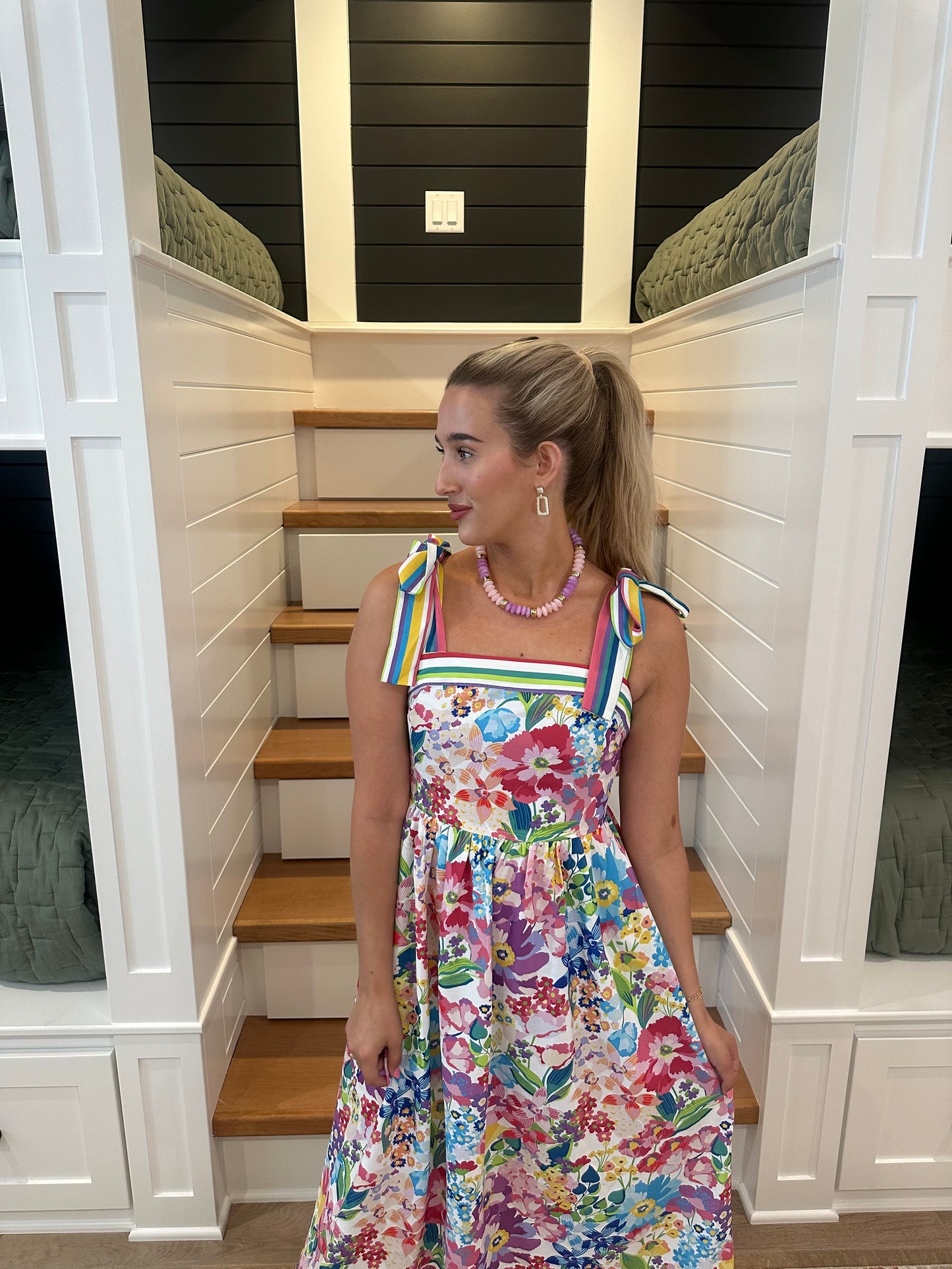 The Julia Multicolor Floral Printed Midi Dress
