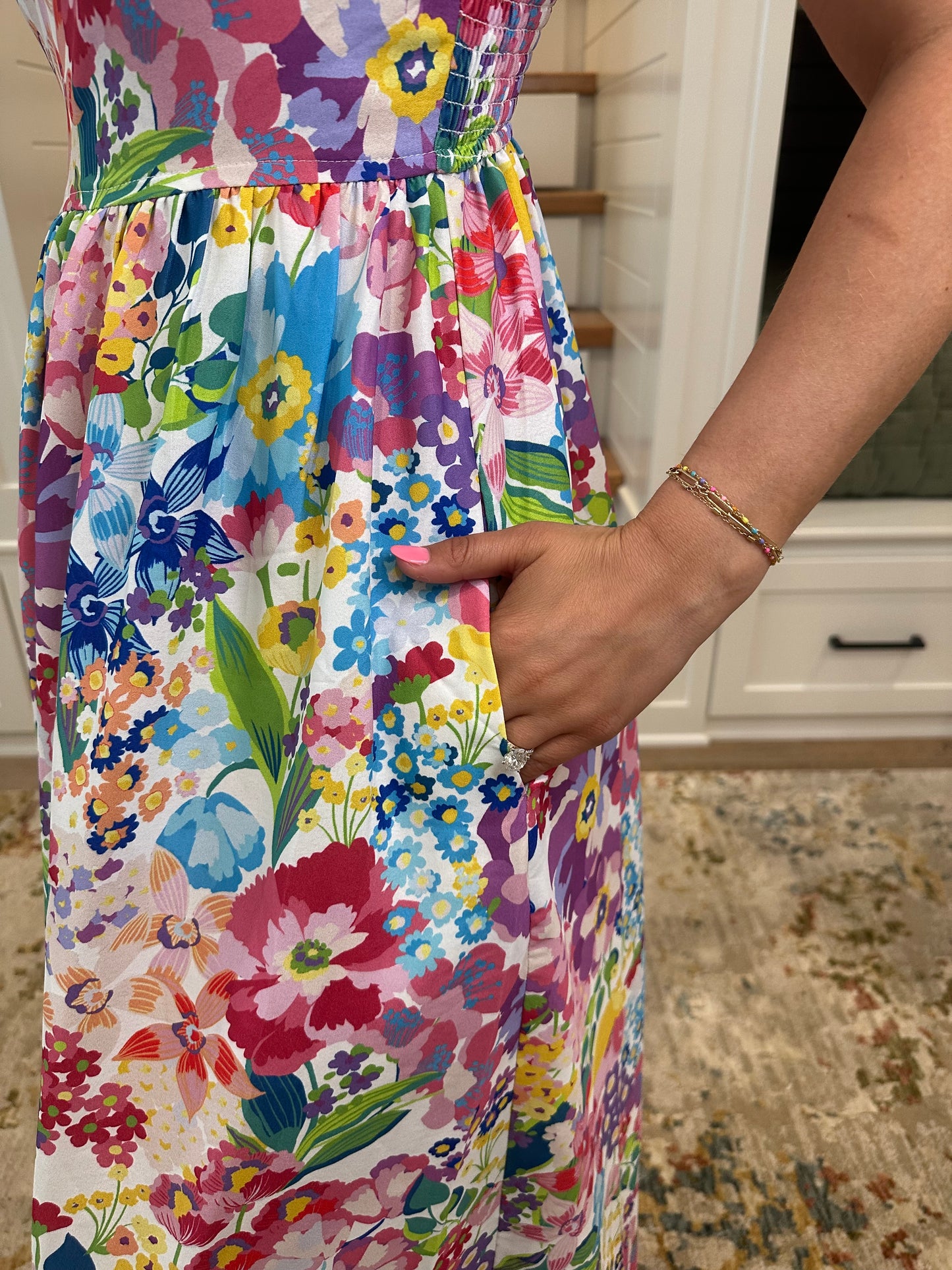 The Julia Multicolor Floral Printed Midi Dress