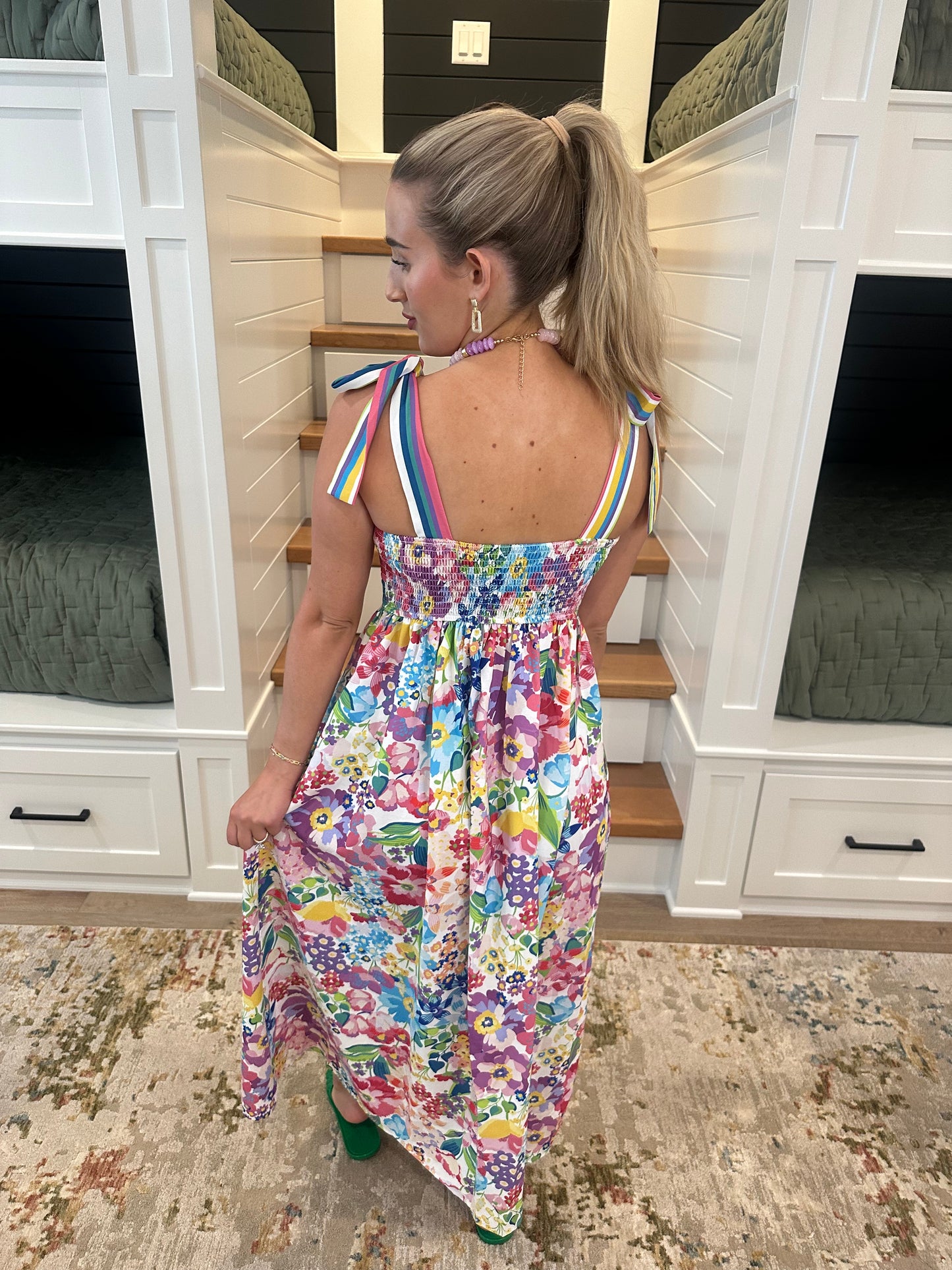 The Julia Multicolor Floral Printed Midi Dress