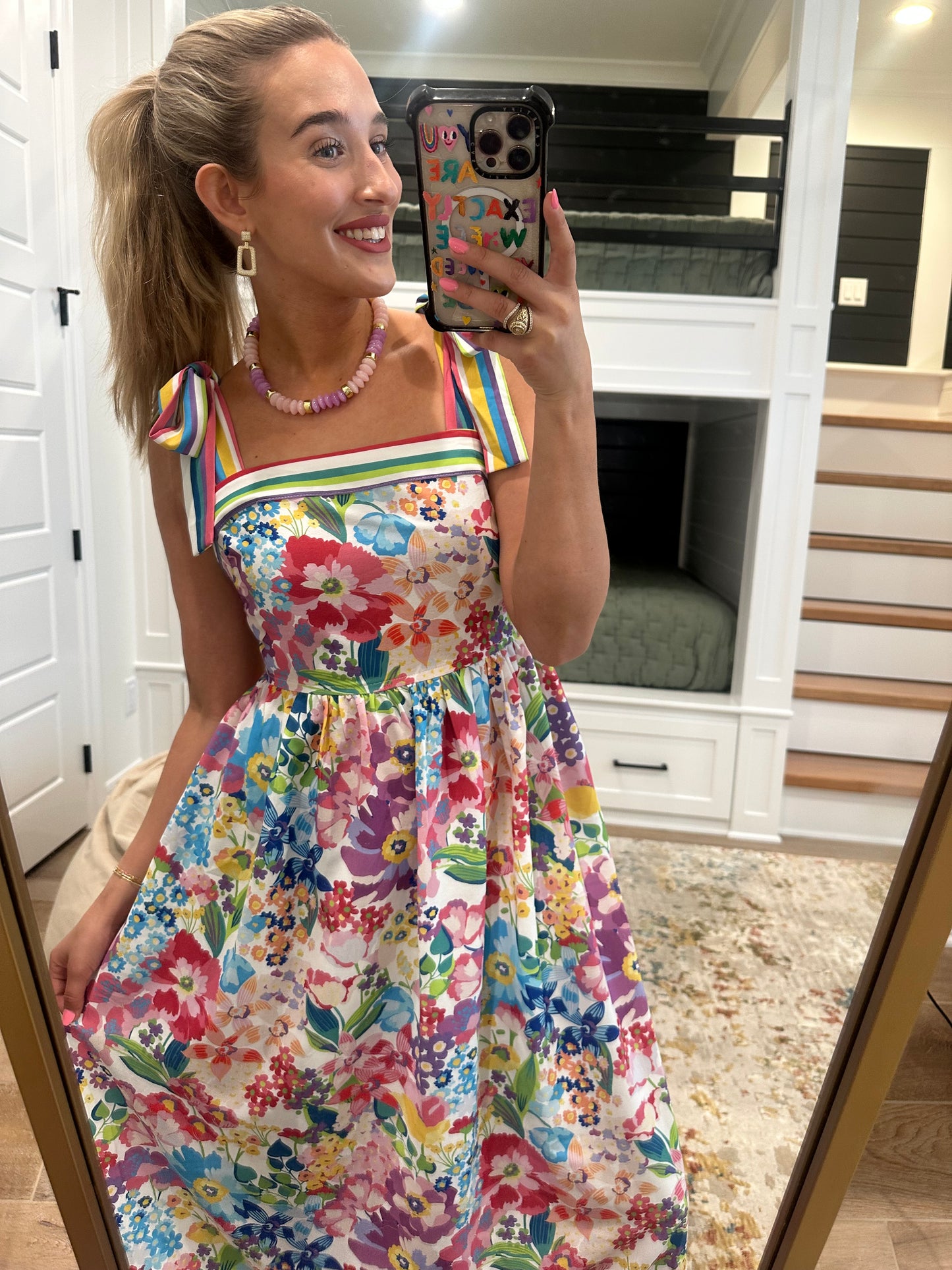 The Julia Multicolor Floral Printed Midi Dress