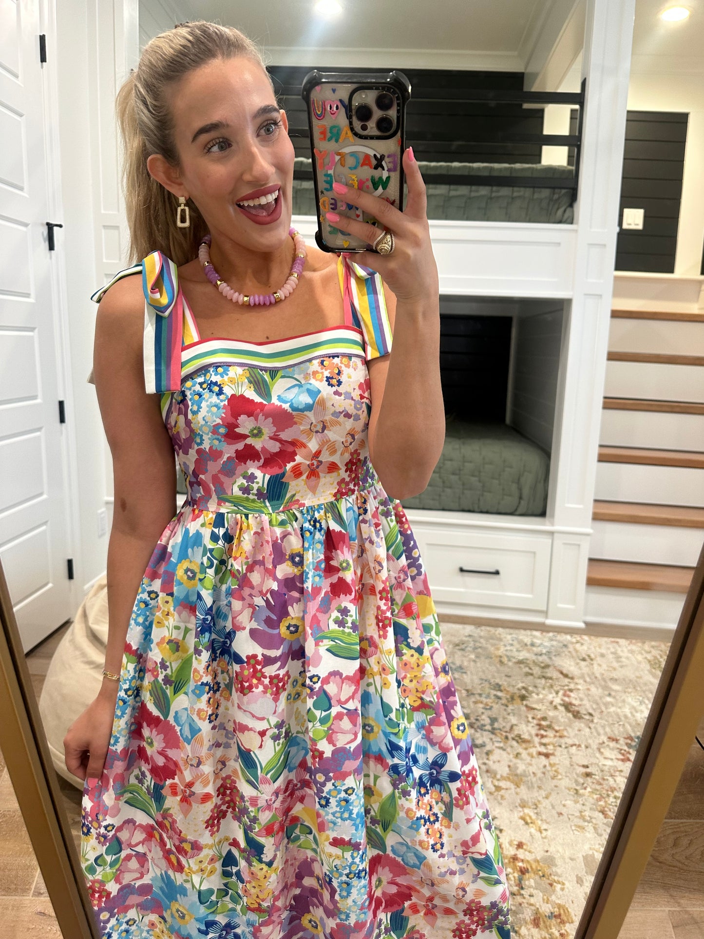 The Julia Multicolor Floral Printed Midi Dress