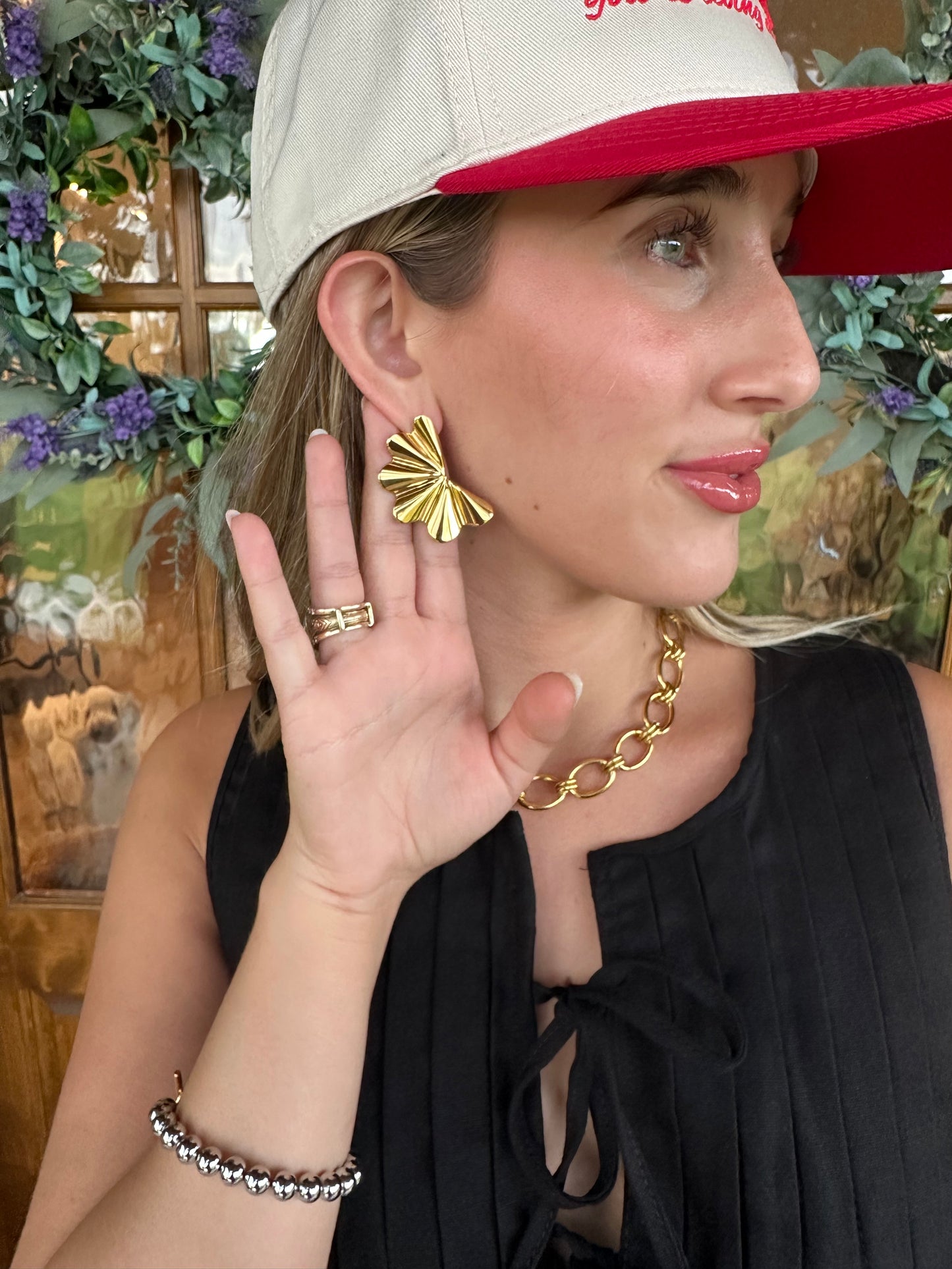 The Stormie Gold Abanico Studs