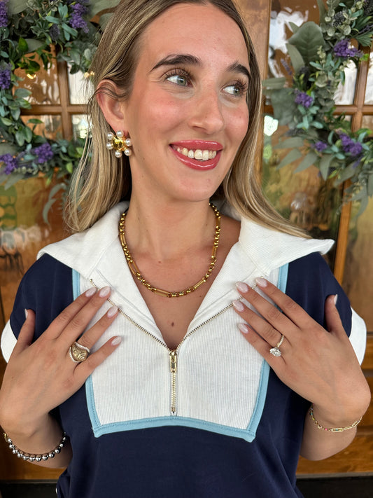 The Joni Gold Circle With Pearl Studs