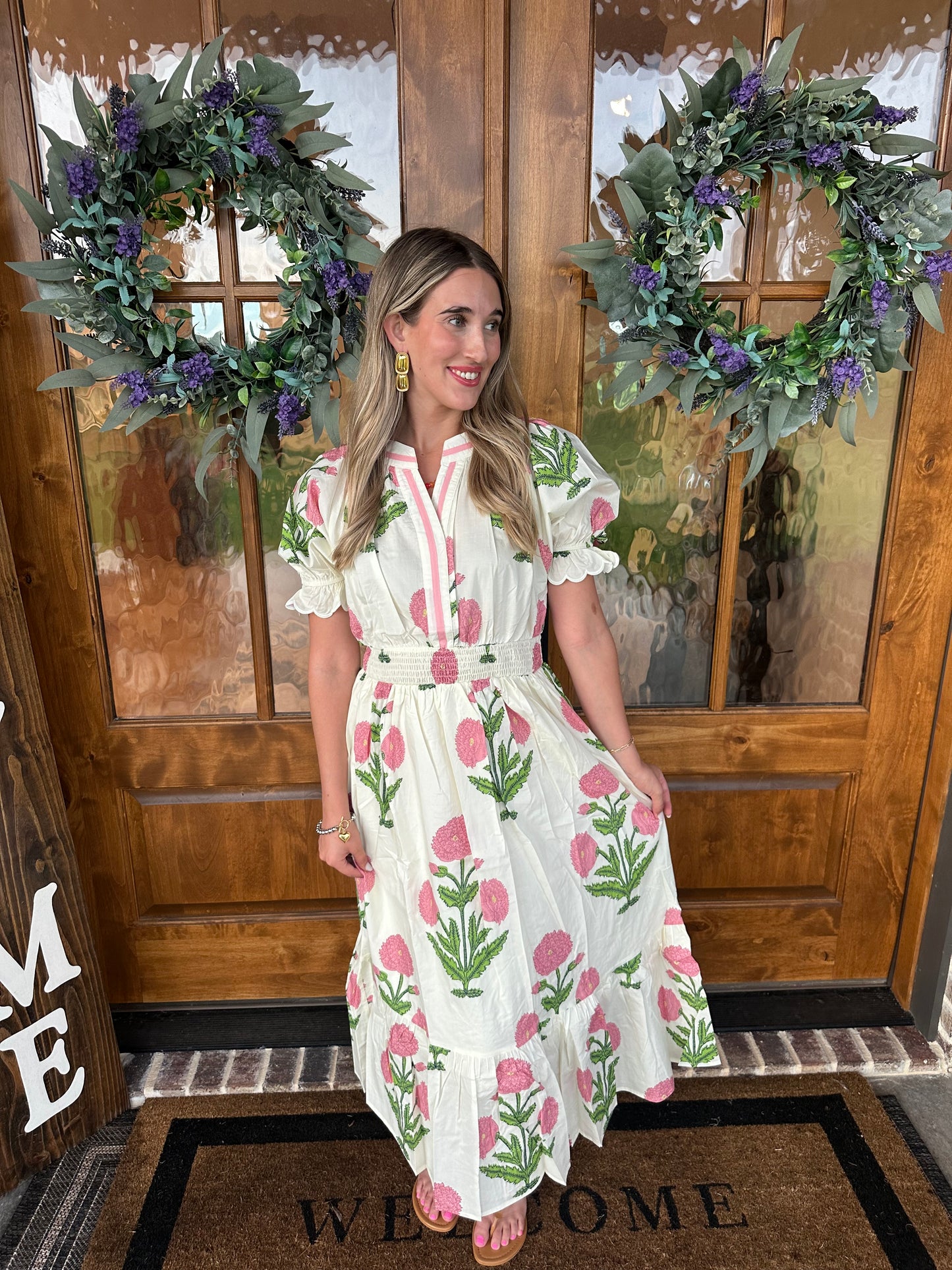 The Kassie Floral Smocked Midi Dress