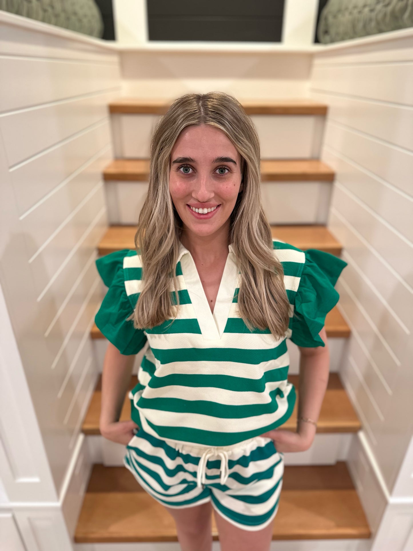 The Becky Green Striped Matching Set - Final Sale