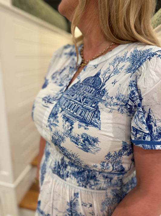 The Pam Toile Print Tiered Maxi Dress - Final Sale