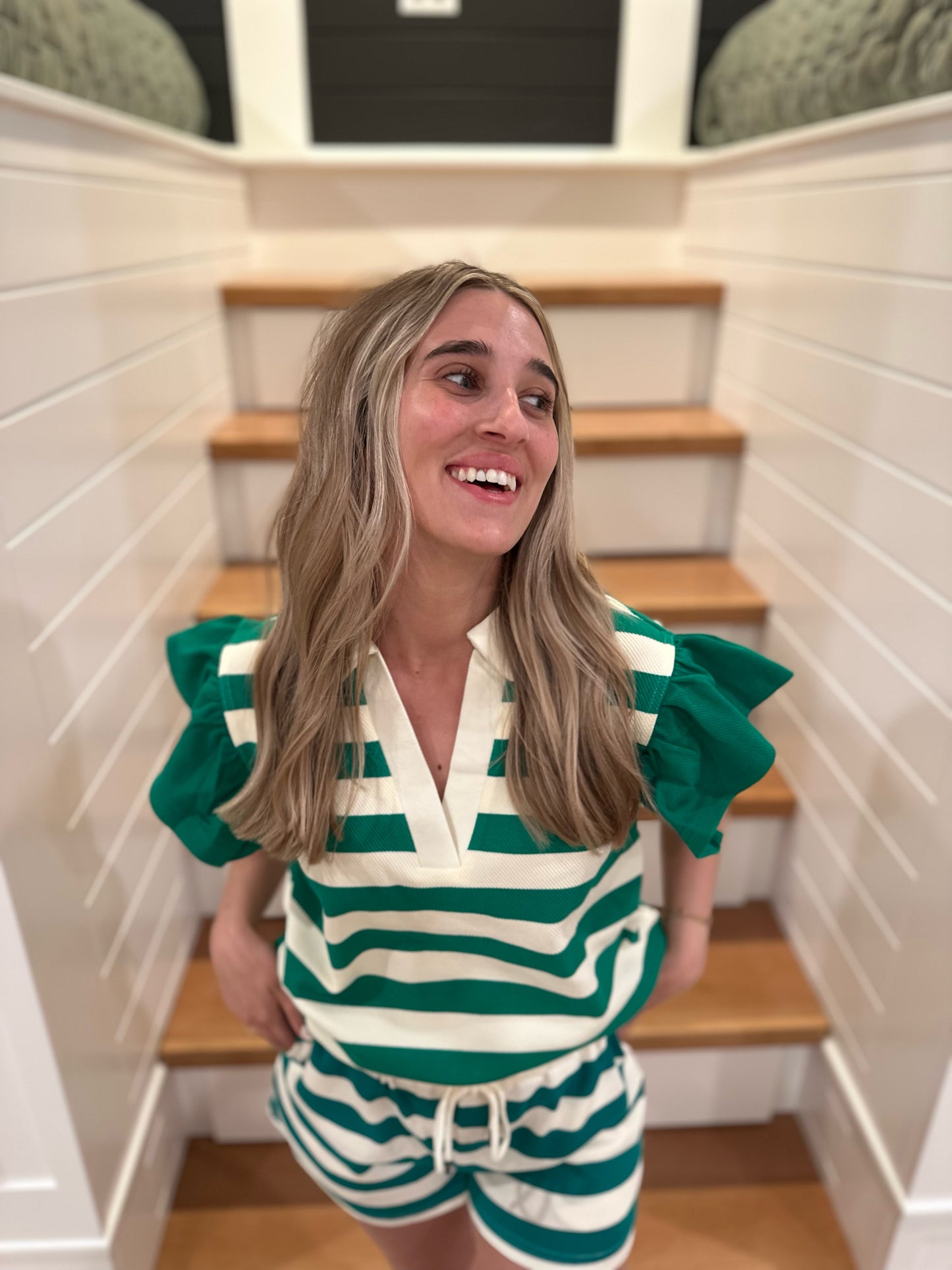 The Becky Green Striped Matching Set - Final Sale