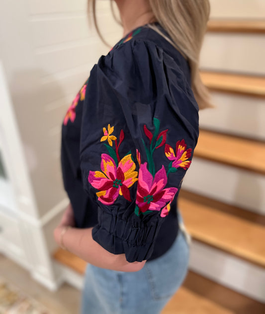 The Laura THML Navy Floral Top - Final Sale