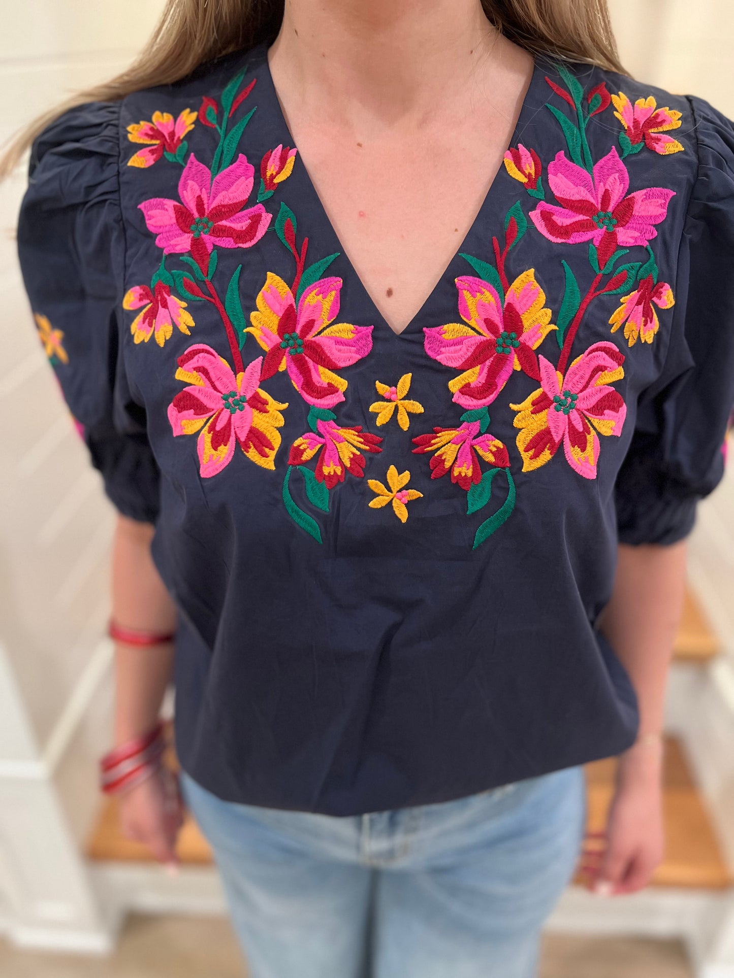 The Laura THML Navy Floral Top - Final Sale
