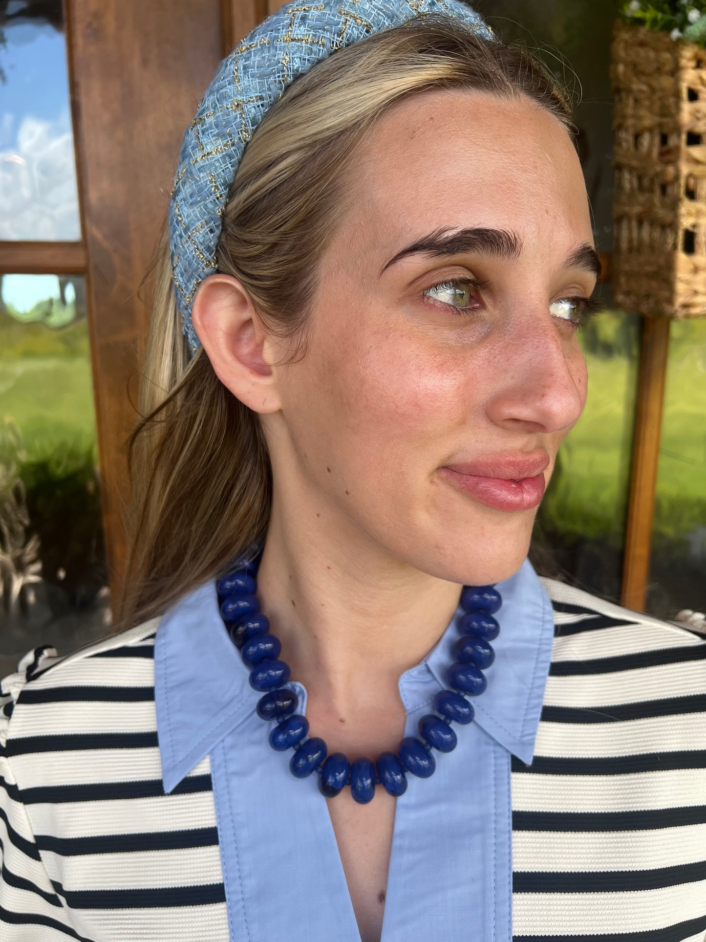 The Irina Navy Sugar Beads Necklace