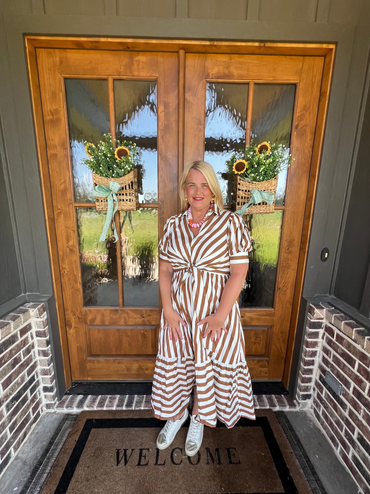 The Patty Brown/White Striped Dress