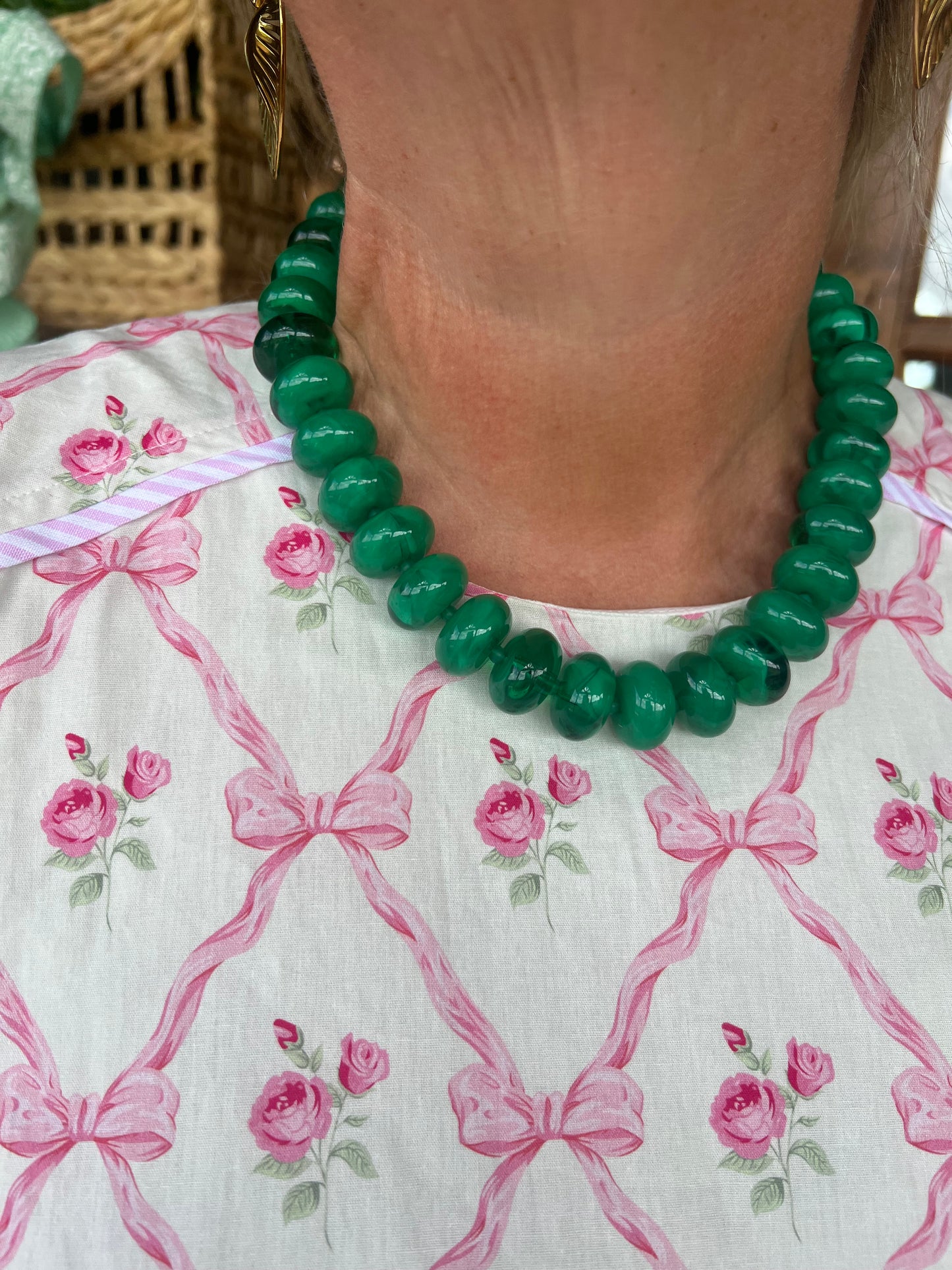 The Macy Green Sugar Beads Necklace