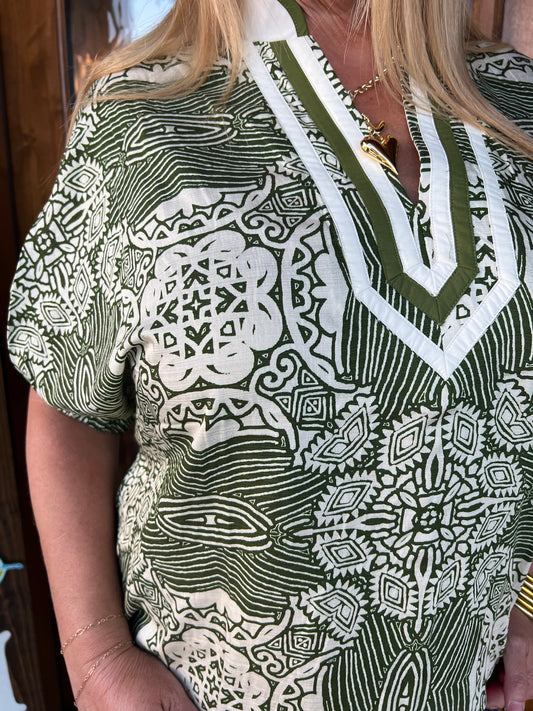 The Ollie Olive Short Dolman Sleeve Top