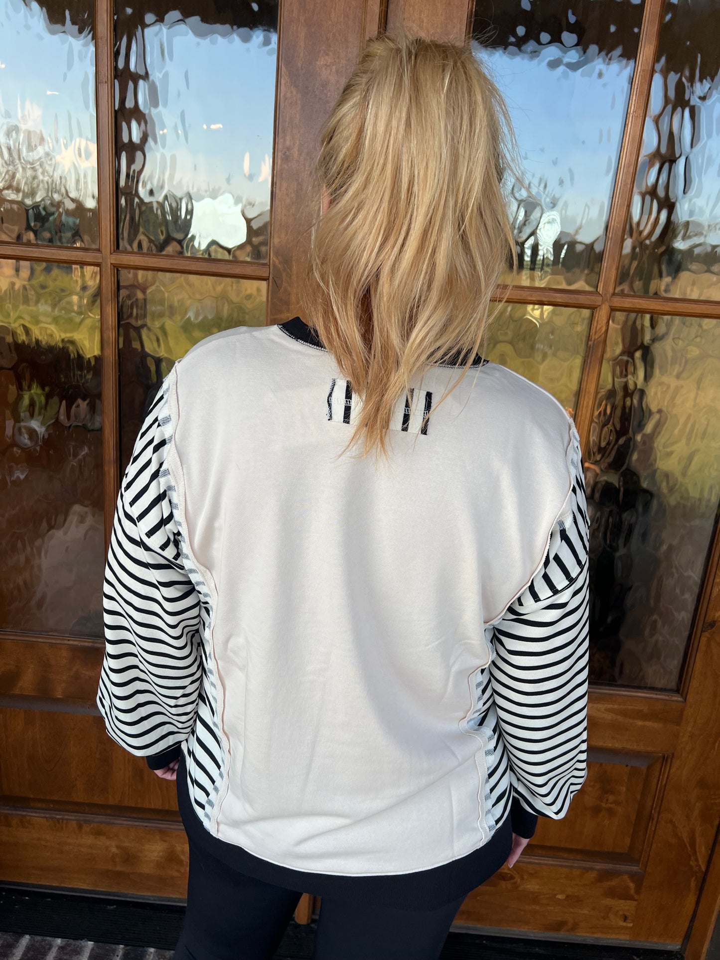 The Tammy Oversized Black Striped Casual Knit Top