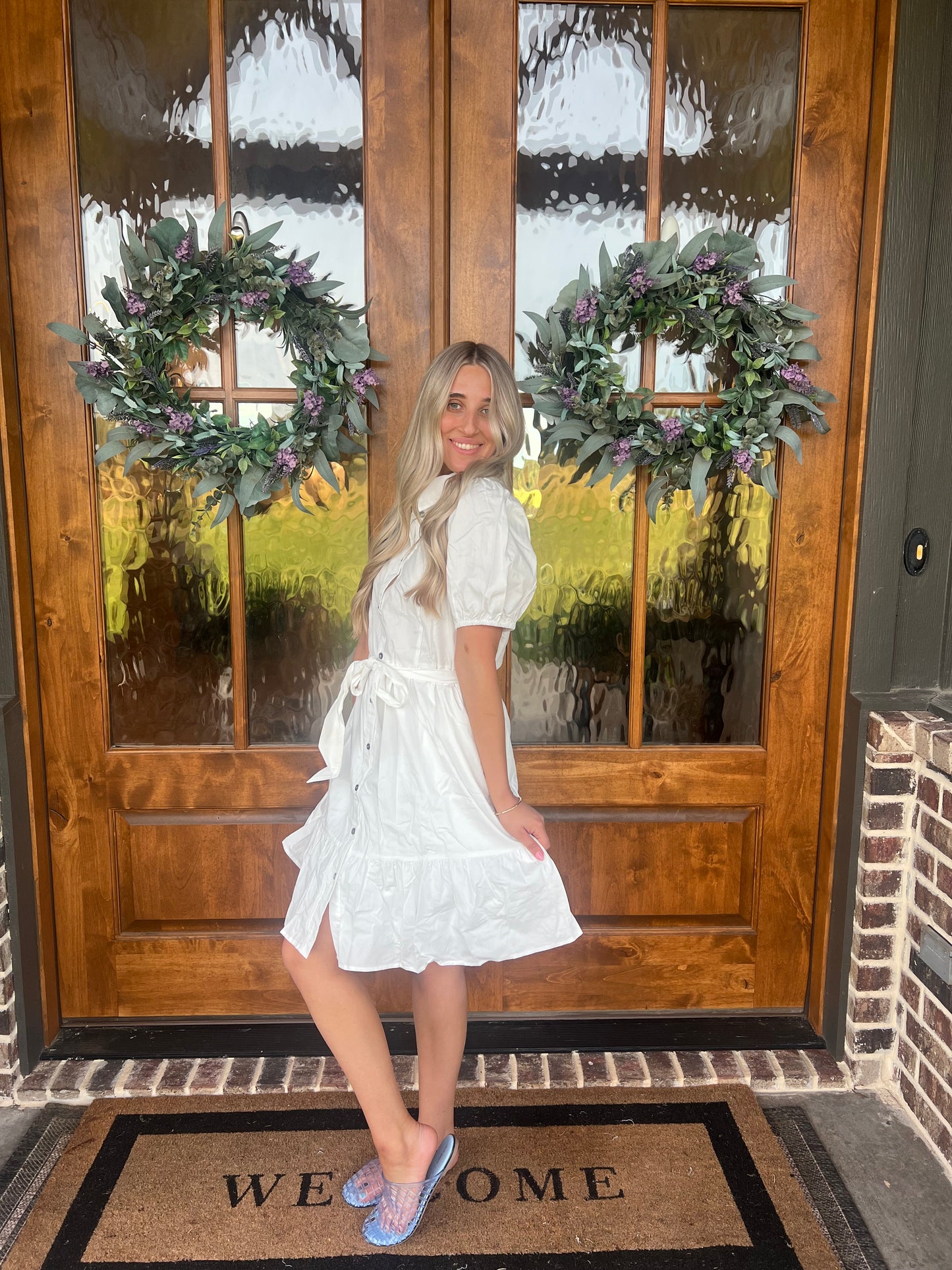 The Shelly White Button Up Dress