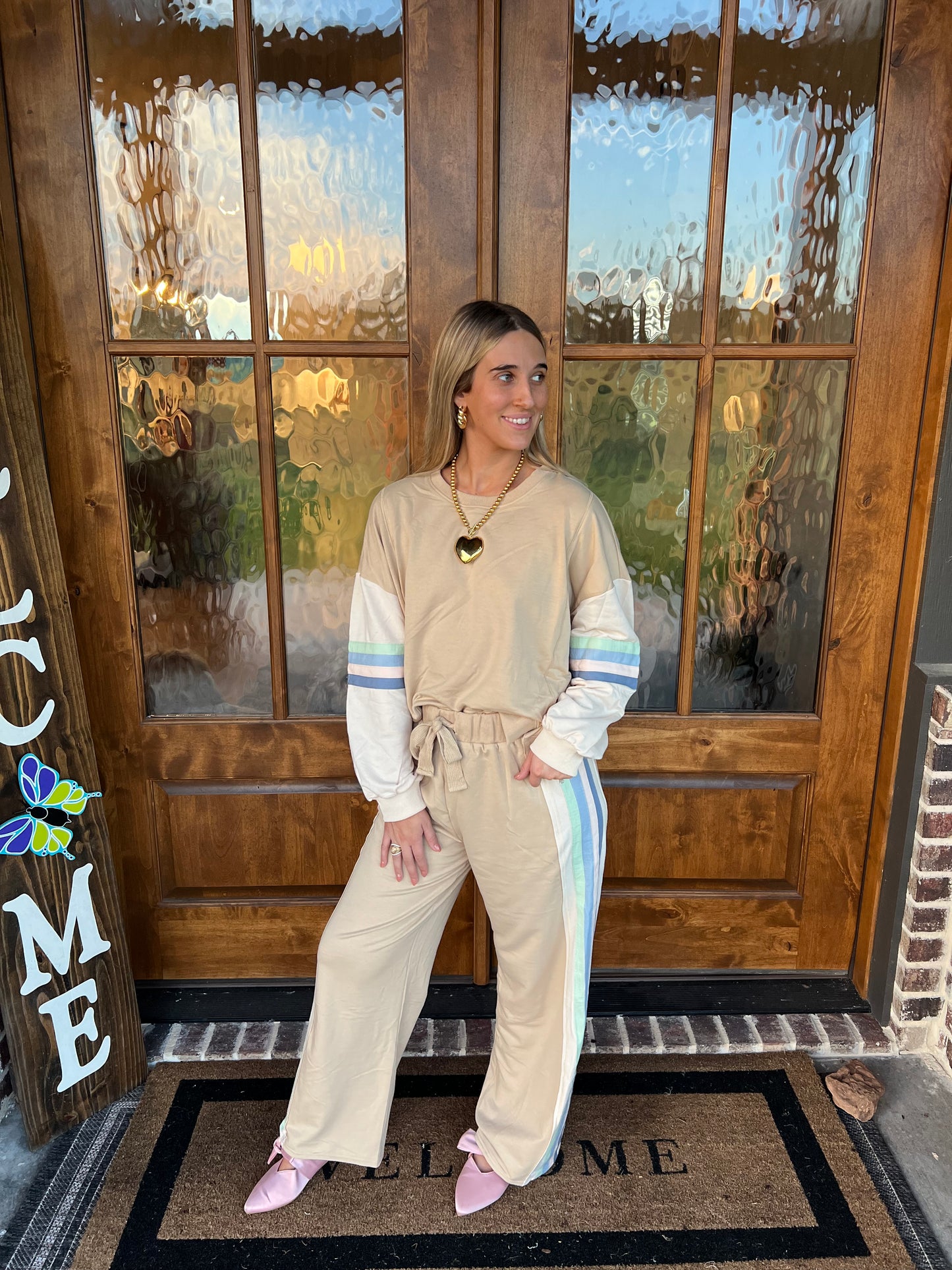 The LeighAnn Taupe Block Lounge Pant Set