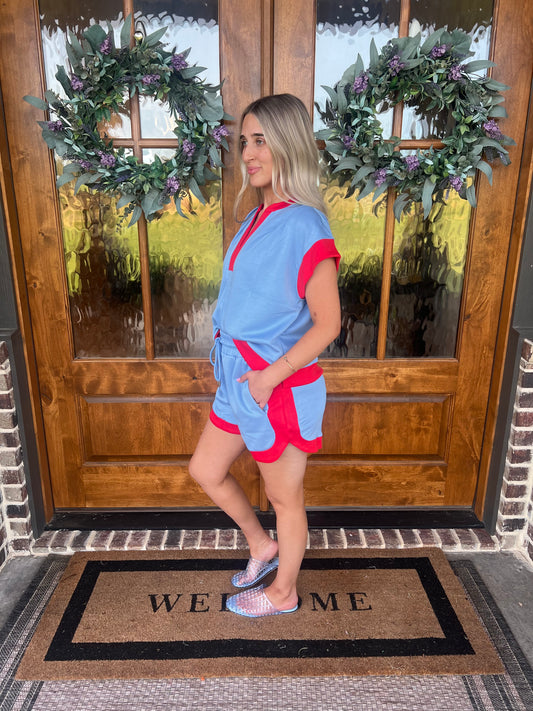 The Becky Blue/Red Short Set
