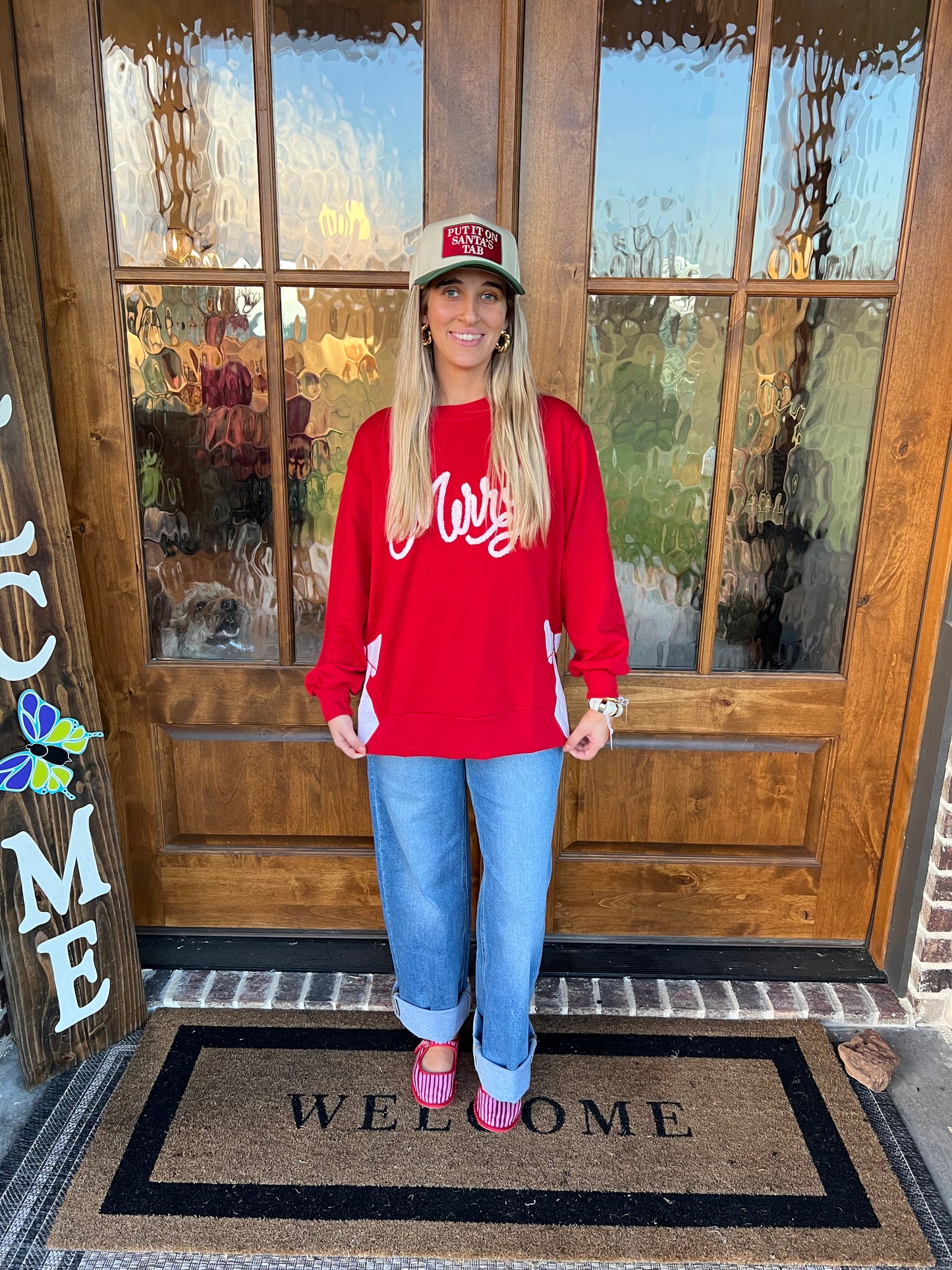 The Lakelyn Red Merry Sweatshirt