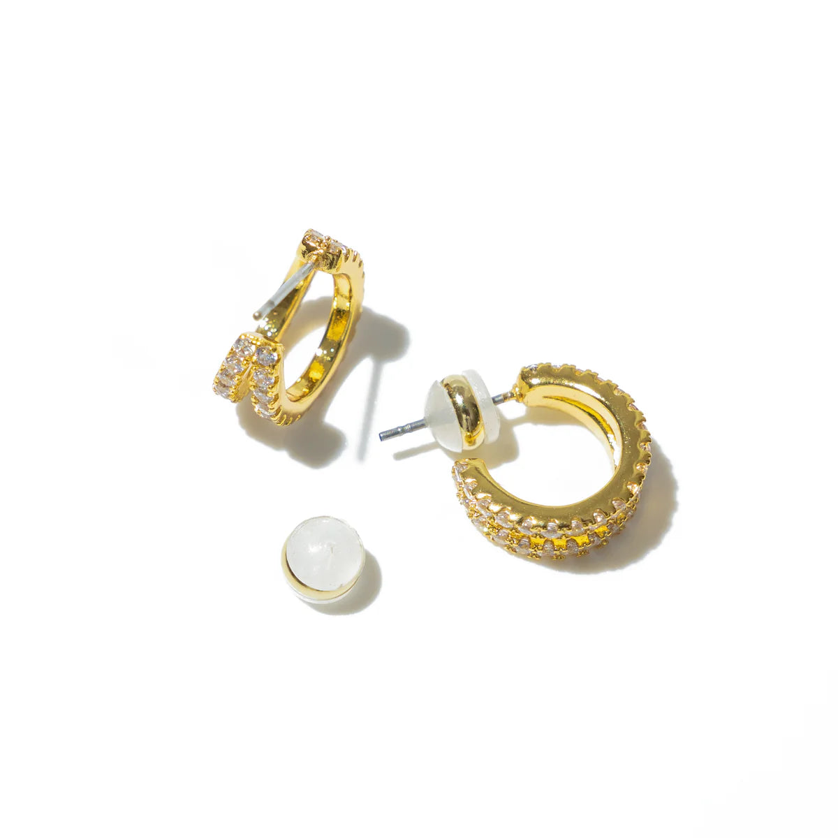 The Allie Demi Fine 18k Gold Pave Shine Double Hoops