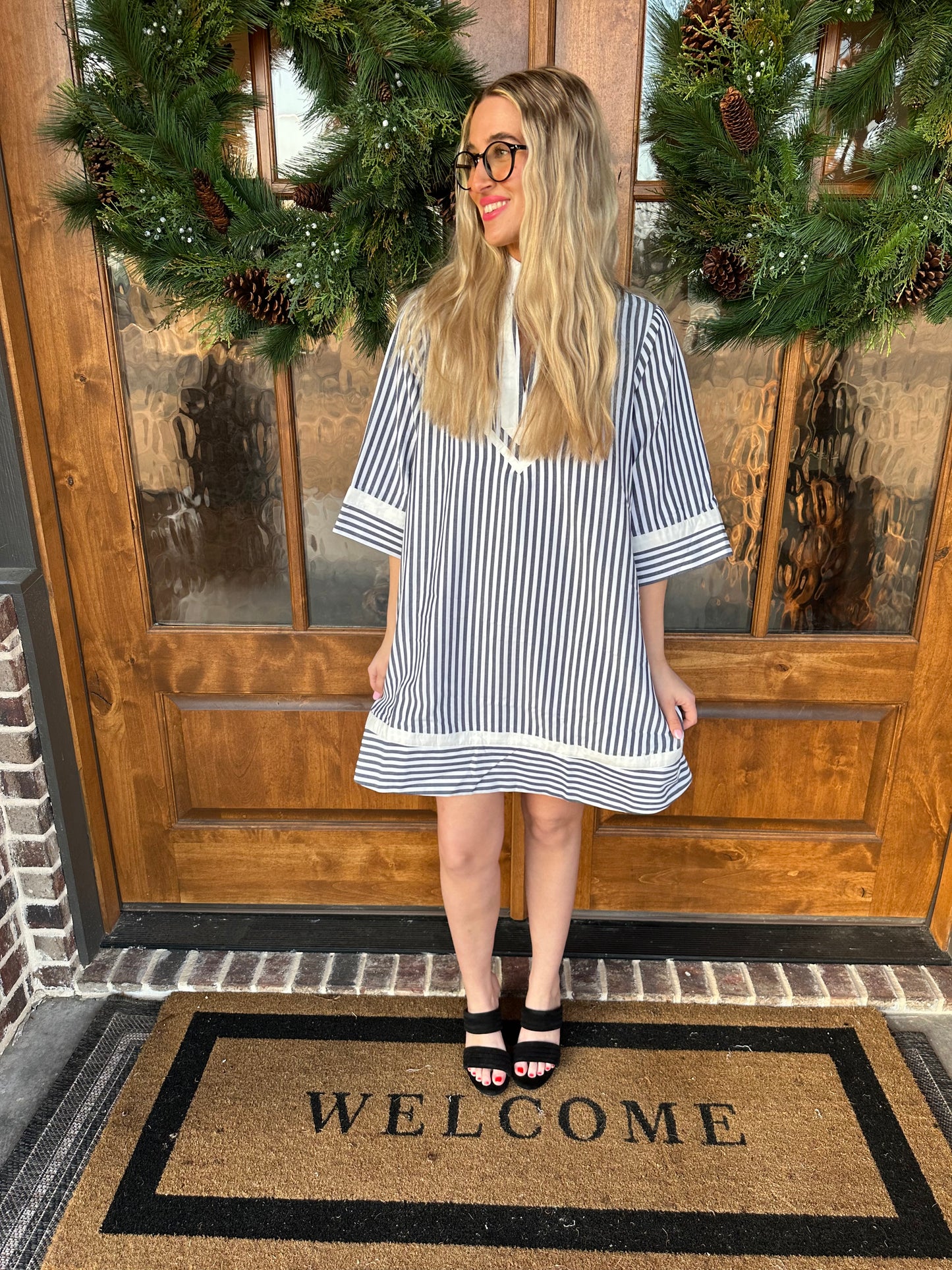 The Harper Black Striped Mini Dress