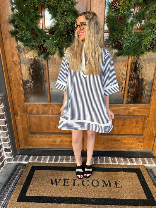 The Harper Black Striped Mini Dress