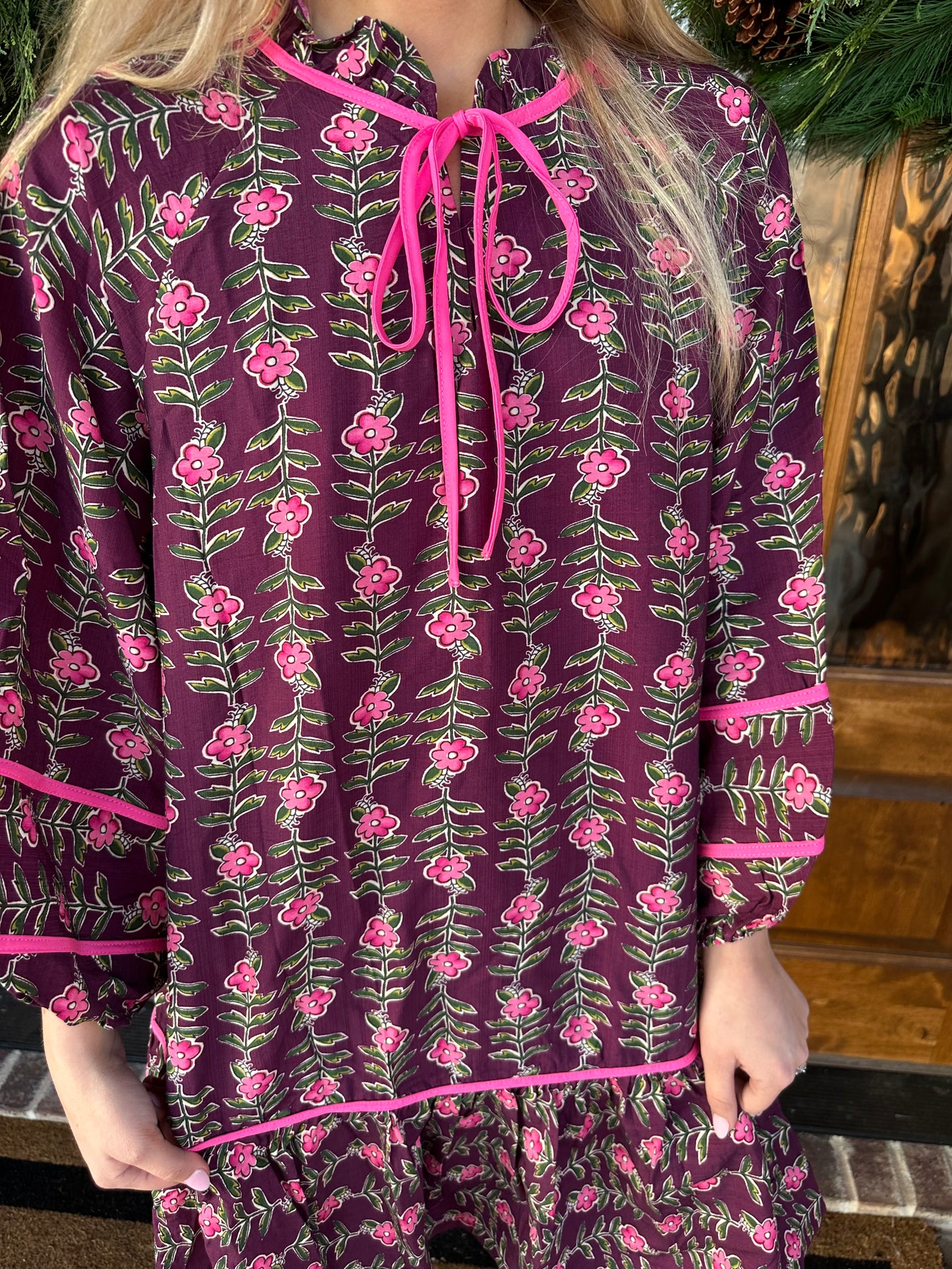 The Ellie Floral Vine Boho Tunic Dress