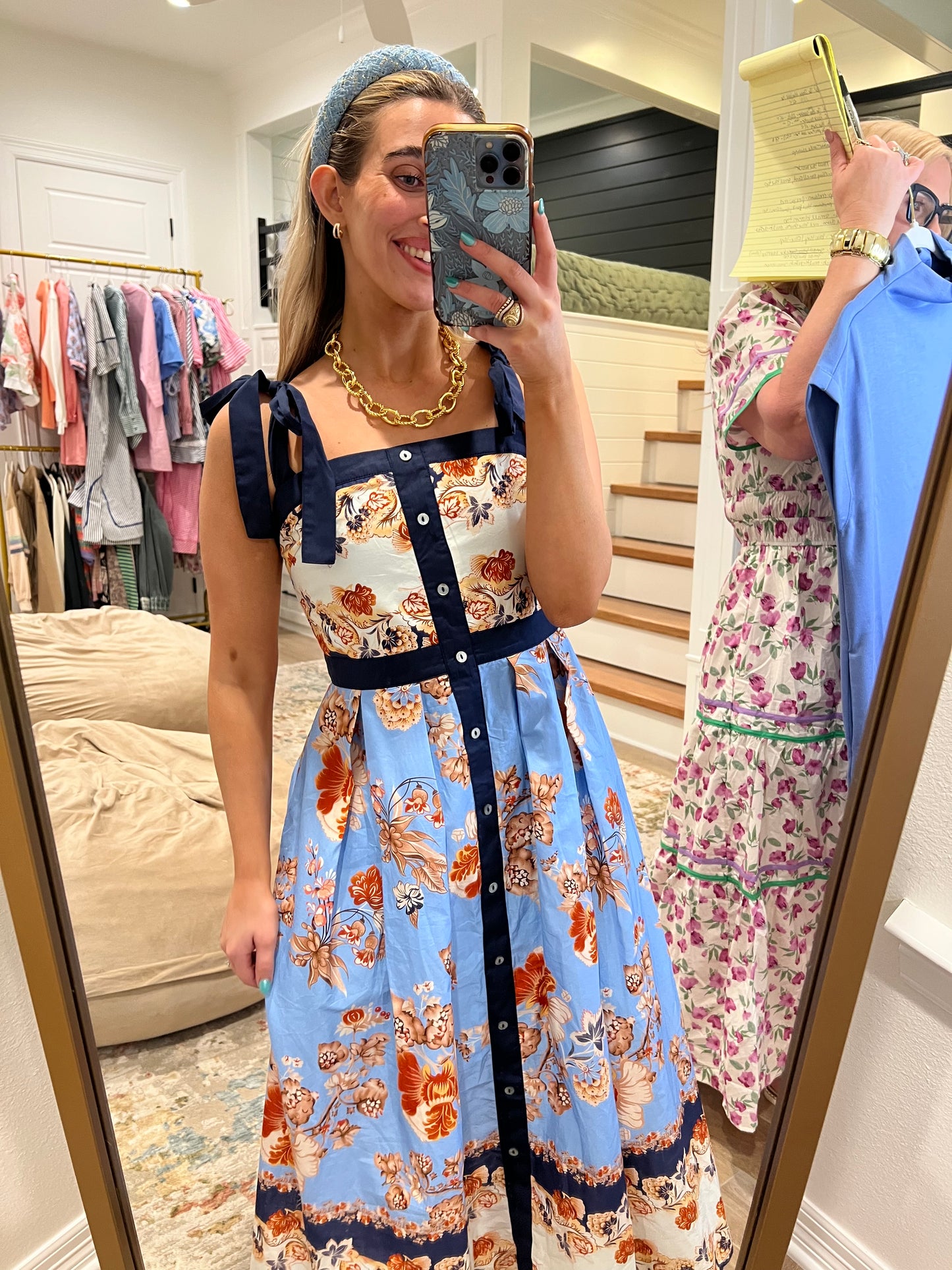 The Hattie Navy Floral Print Tie Strap Dress